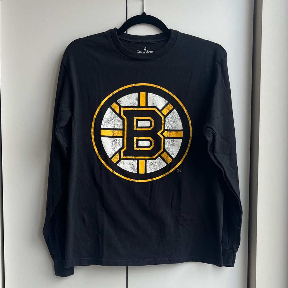 Boston Bruins Black Long Sleeve Tee with Yellow & White Logo